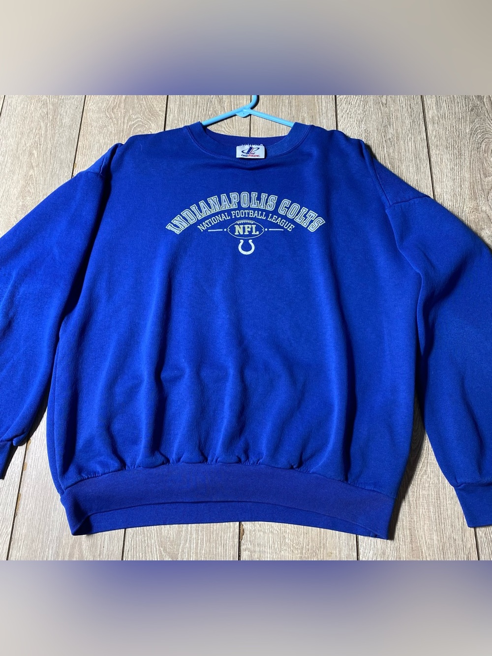 Vintage Logo 7 Indianapolis Colts Sweatshirt Blue Mens XL 1990 NFL Crewneck